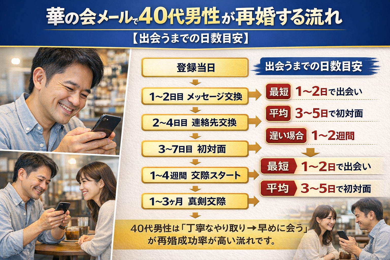 華の会メールで40代男性が再婚する流れ
